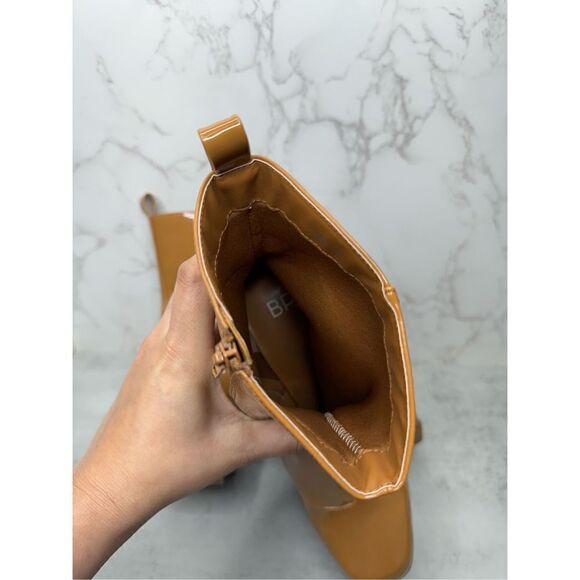 BP Boots Womens Size 10 Brown Platform Block Heel Ankle Booties Side Zip - Picture 9 of 10